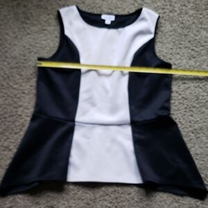 Black & White Colorblock Peplum Tank Top XL